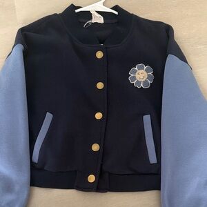 Macy's Navy and Blue Kids Jacket with Floral Patch
